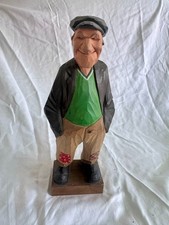 VINTAGE 1959 C.O. Trygg Hand Carved Painted Patches Figurine Signed Sweden picture