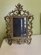 Antique Brass Picture Frame Ornate Victorian Rococo Art Nouveau Tabletop Easel picture