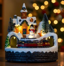 Animated Musical Christmas Village Figurines Christmas Collectibles Statues Chur picture