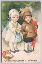 Hearty Greetings For Christmas Ellen H Clapsaddle Signed Dec. 25 1921 Postcard picture