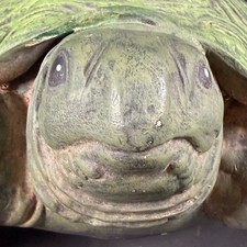 Nowell's Molds Ceramic Turtle Figurine Green 1983 Vintage Tortoise Statue 9.5