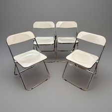Vintage Giancarlo Piretti Plia Folding Chairs Anonima Castelli Italy HTF White picture