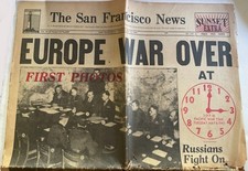 1945 San Francisco News, WWII Newspaper WAR OVER EUROPE - Rare local SF paper picture