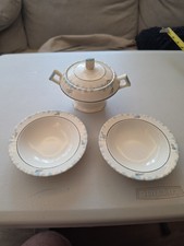 Vintage Myott Son & Co Art Deco Lidded Sugar Bowl & 2 Small Bowls Hand... picture