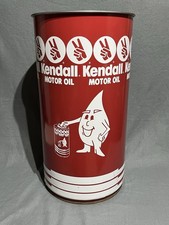 Kendall Motor Oil Barrel Drum Garbage Can 27” Sign Gas Station Auto Shop CLEAN picture