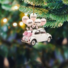 Personalized Wedding Car Ornament, Just Married Ornament, Mr Mrs Ornament picture