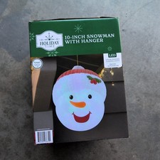 Holiday Time 10 inch Snowman with Hanger Christmas Decor Indoor or Outdoor picture
