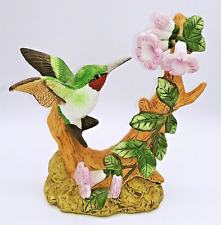 Ruby Throated Hummingbird Porcelain bisque figurine Flower 6