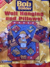 Vtg 2002 BOB THE BUILDER  Kid Quilt Cotton Fabric Panel And Pillow NEW picture