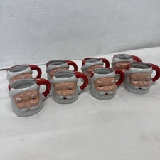 Vintage Mini Santa Mug Shot Cups Winking Open Eyes Christmas Japan Holiday Serve picture