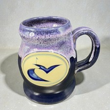 Deneen Pottery Hand Made USA Stoneware Coffee Mug Cup Blue Purple Drip Glaze Mug picture