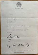 President George W. Bush Autograph Letter to Illinois Governor Ryan picture