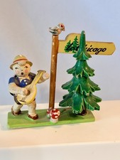 Vtg ERZGEBIRGE Steinbach Wooden Figurine Boy Traveler Chicago Germany Miniature picture