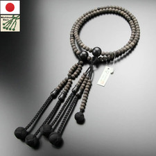 Prayer Beads Japanese Juzu Nichiren Sect Ebony Unisex Size w/Box Kyoto Made picture
