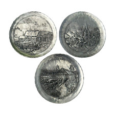 Vintage Lot of 3 Pewter Wendell August Forge Plates 1974 1977 1979 picture