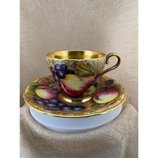 Aynsley Orchard Gold Demitasse Coffee Cup Signed N. Brunt Rare Vintage Gilt picture