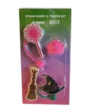 Dunkin x Wicked For Good Straw Buddy & Topper Elphaba & Glinda Set LE Exclusive  picture