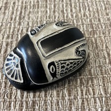 Egyptian Hand Carved Soapstone Scarab Beetle Figurine Paperweight Hieroglyphics picture
