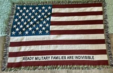 American Flag “READY MILITARY FAMILIES ARE INDIVISIBLE” Blanket Throw 52x38 picture