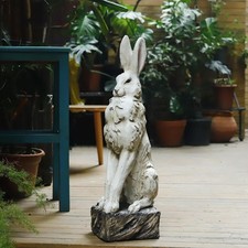 Large Rabbit Garden Statue 30in Magnesium Oxide Bunny Indoor Outdoor Decor picture