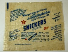 Scarce Vintage FIVE CENT Snickers CANDY BAR WRAPPER Mars Confection Chicago picture
