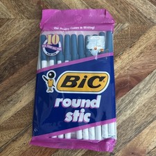 Vintage Bic Round Stic Pens 10 Pack Blue Ink Sealed 1991 Medium picture
