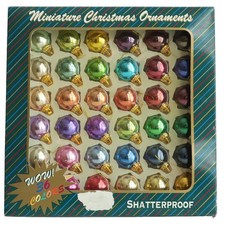 Vintage 2001 Mini Christmas Ornaments 36 Colors Shatterproof Boxed Set picture