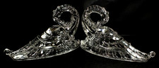 Pair Paden City DRAGON SWANS Clear Glass Excellent Condition RARE 10