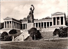 Bavaria Statue Ruhmeshalle Munich Germany Trees Stamp Real Photo RPPC Postcard picture