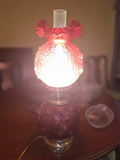 Fenton Gone With The Wind Cranberry Rose Hurricane Lamp picture