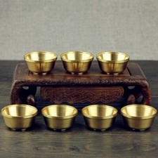 7pcs 1.9inch Small Thickened Buddha Water Supply Bowl Buddhism Brass Cup picture