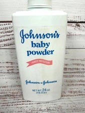 Vintage 80s Johnsons Baby Powder 24oz Talc New Sealed Prop Twist Lid Made in USA picture