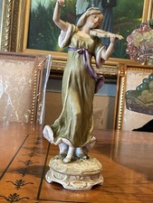 Antique Lady Violinist Violin Fiddler Player Royal Dux 11.5” Alois Hempel EX++ picture