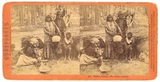 INDIAN STEREOVIEW - Washoe Indians - Chief's Family - Houseworth 1880s picture