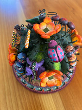 Signed Elfego Vazquez Piedra Mexican Folk Art Barro Policromado Cactus Sculpture picture