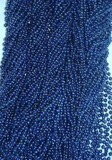 60 Royal Blue Mardi Gras Beads Party Favors Metallic Necklaces 5 Dozen Lot picture