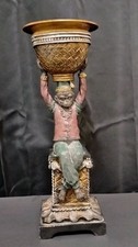  Vintage Seated Chinoiserie Monkey Bellhop Pillar Candle Holder  Figure picture