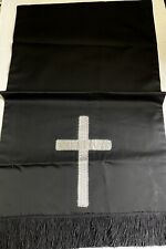 Black Silk/Satin Silver 12” Cross Liturgical Vestment Banner 20” Wx 40” L picture