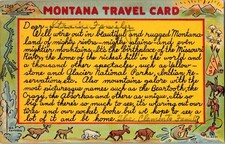 1954 Montana Travel Card Postcard West Yellowstone Missouri River Parks Wildlife picture