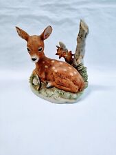 Homco Porcelain Resting Spotted Fawn Deer 8879 Figure picture