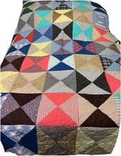 Vintage Machine And Handmade Broken Dishes Quilt 91” X 81 Queen Size 1950’s picture