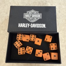 12 Vintage Dice Harley-Davidson Pumpkin Orange Shield Logo picture