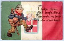 1912 ORGAN GRINDER MONKEY ITALY FLAG ARTIST SIGNED ANTIQUE POSTCARD picture
