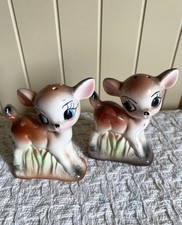VTG Kitschy Anthropomorphic Deer Doe Fawn  Salt Pepper Shakers Japan 1950s picture