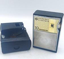 Vintage 1965 GE P1700A 10 Transistor AM Pocket Radio Black Chrome WORKS W/ Case picture