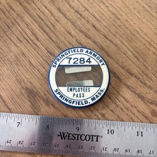Rare VTG 1940's Springfield Armory Employee Pass Badge ID Pin Military History 4 picture