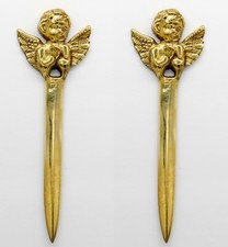 1 Set ANGEL VINTAGE BRASS LETTER OPENER Office Mail Envelope opener picture