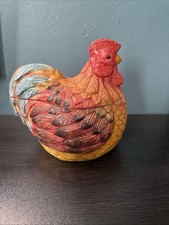 Vintage country Gate By Enesco Ceramic Rooster Cookie Jar picture
