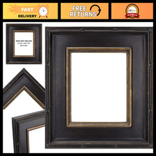 Ornate 8x10 Antique Black & Gold Picture Frame - High-End Plein Air Style, Open picture