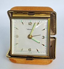 Vintage Waltham Travel Alarm Clock Folding Case Made in Germany Runs Good - SB11 picture